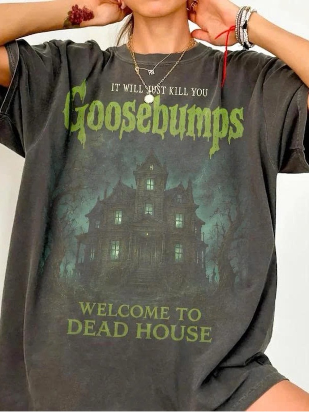 Dead House Graphic Tee - Black with Green Print